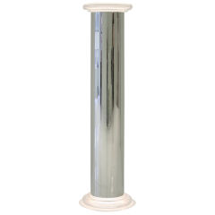 Illuminated Chrome and Frosted Lucite Pedestal Torchiere