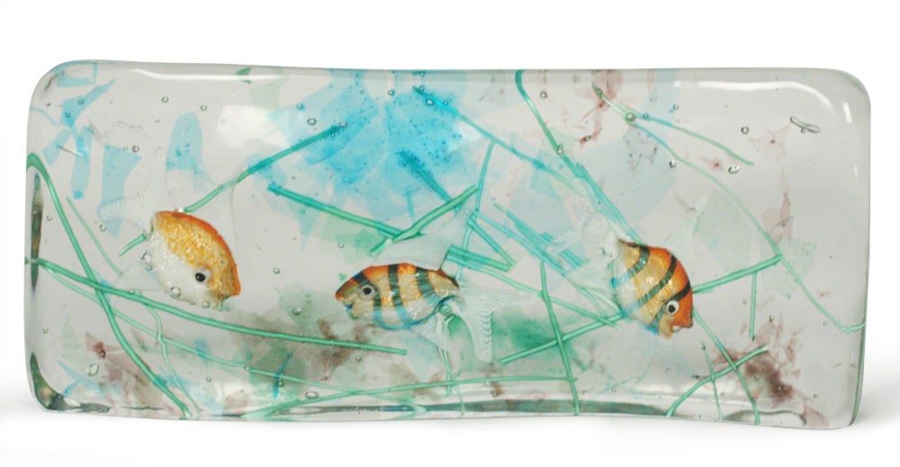 Italian Cenedese Glass Tropical Fish Blocks by Barbini For Sale 1