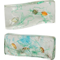Pair of Cenedese Glass Fish Blocks by Barbini