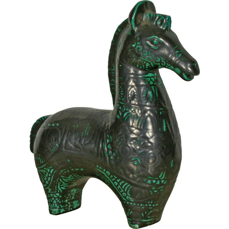 Sgraffito Ceramic Horse after Bitossi