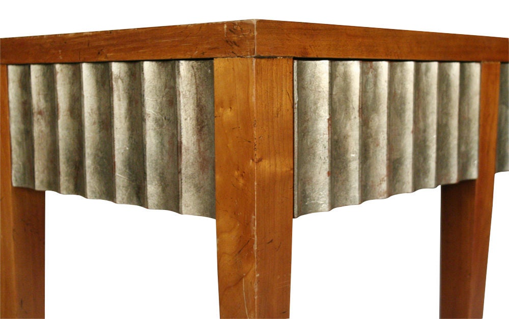 Cherry Silver Leaf Fluted Long Console by John Black for Baker