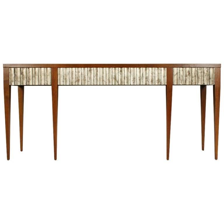 Silver Leaf Fluted Long Console by John Black for Baker