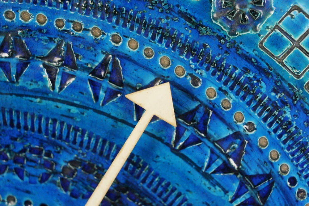 Italian Azure Ceramic 'Meridian' Clock for Raymor