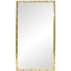 American Rectangular Faux Bamboo Brass Frame Mirror