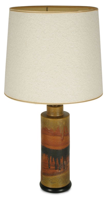 Mid-Century Modern Italian 'High Desert' Drip Glaze Ceramic Table Lamp by Fantoni For Sale