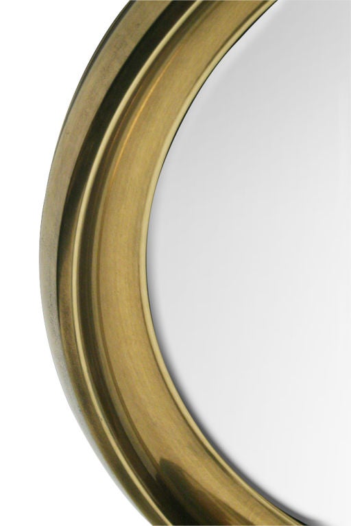 American Circular Brass Framed Porthole Mirror by Mastercraft