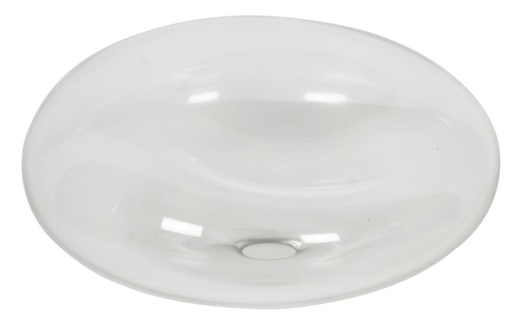A wonderful handblown Murano clear glass bubble bowl with an asymmetrical shallow dish indentation. Etched to the base [Barbini Murano