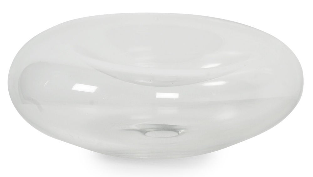 Mid-Century Modern Italian Murano Crystal Clear Glass Bubble Bowl by Barbini For Sale