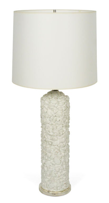 French White Plaster Pebble Table Lamps, White Plaster Table Lamps
