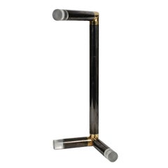 American Lucite Gunmetal and 24-Karat Gold Floor Lamp by Karl Springer