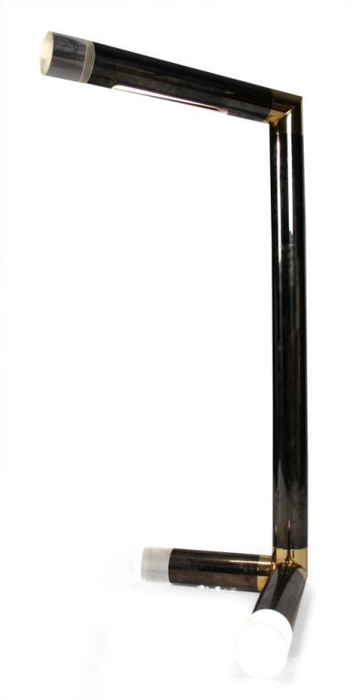 Late 20th Century American Lucite Gunmetal and 24-Karat Gold Floor Lamp by Karl Springer For Sale