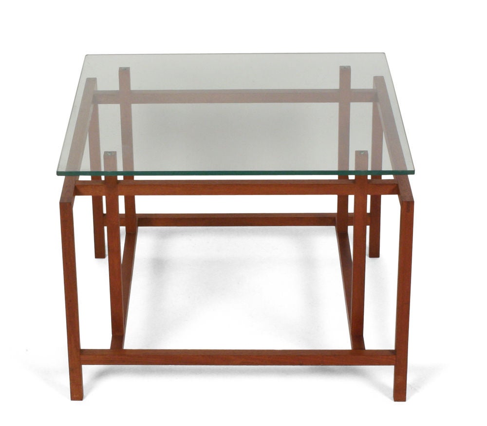 Pair of Teak Architectural Frame End Tables by Komfort In Excellent Condition For Sale In New York, NY