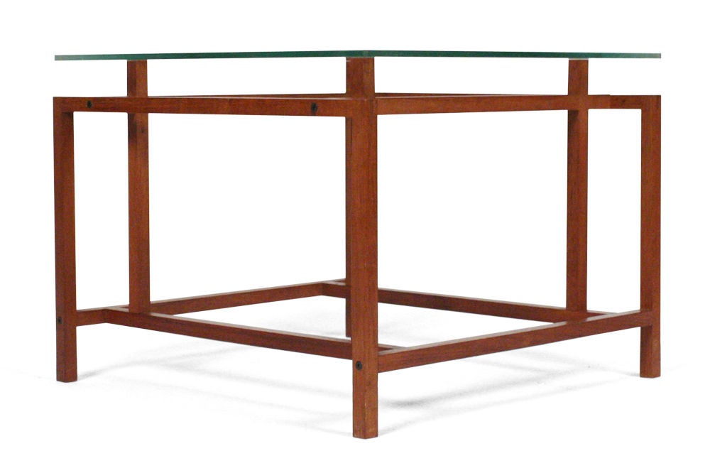 Mid-20th Century Pair of Teak Architectural Frame End Tables by Komfort For Sale