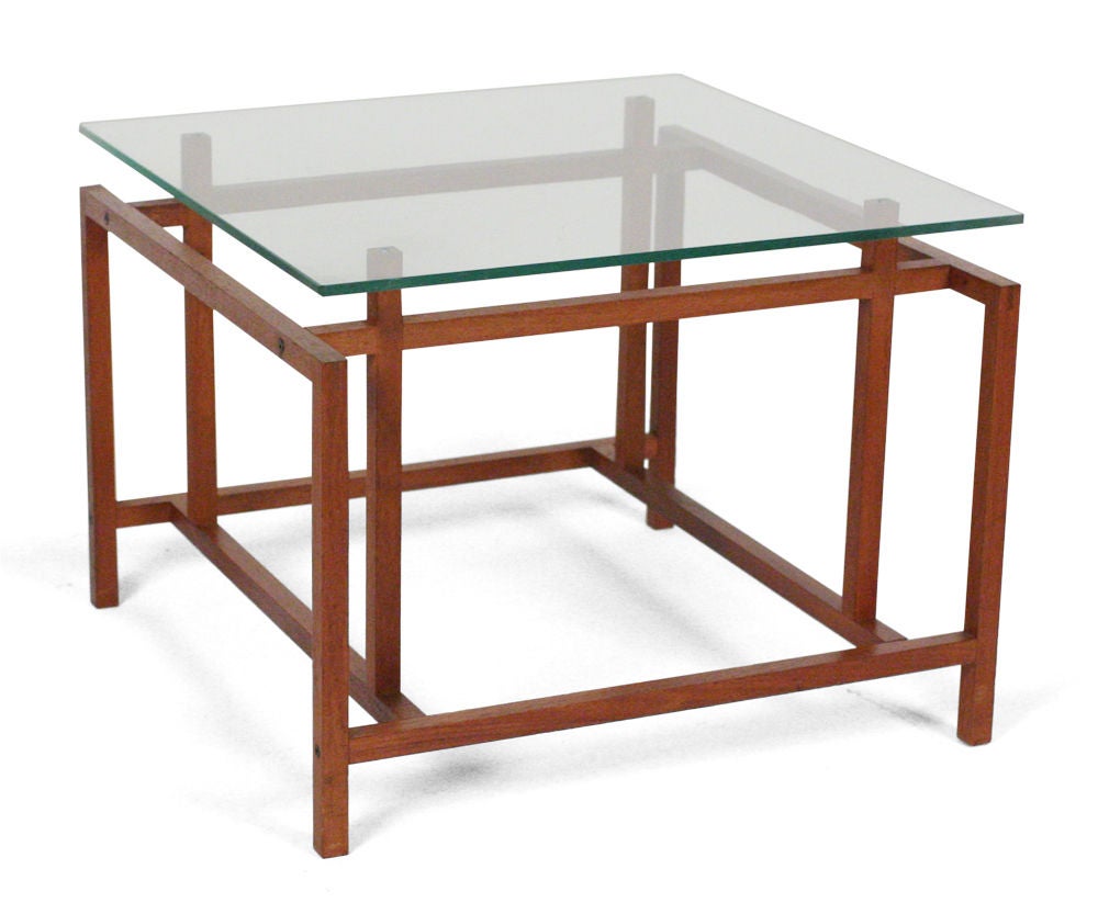 Pair of Teak Architectural Frame End Tables by Komfort For Sale 2