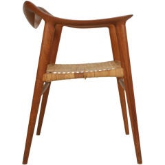 Danish Sculptural Teak and Caned Seat Desk Chair