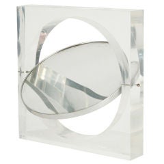 Lucite Framed Swiveling Vanity Mirror