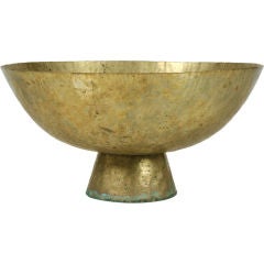 Large Hammered Brass Footed Bowl
