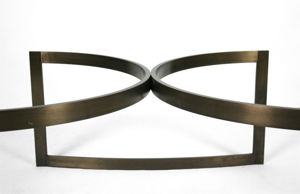 Double Demi-Lune Bronze Base Table after Brueton 1
