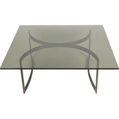 Double Demi-Lune Bronze Base Table after Brueton