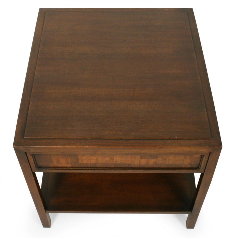 American Walnut Parquet Lamp Tables for John Stuart In Good Condition For Sale In New York, NY