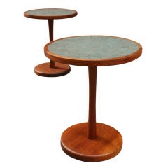 Pair of Tile Top Pedestal Tables by Gordon Martz