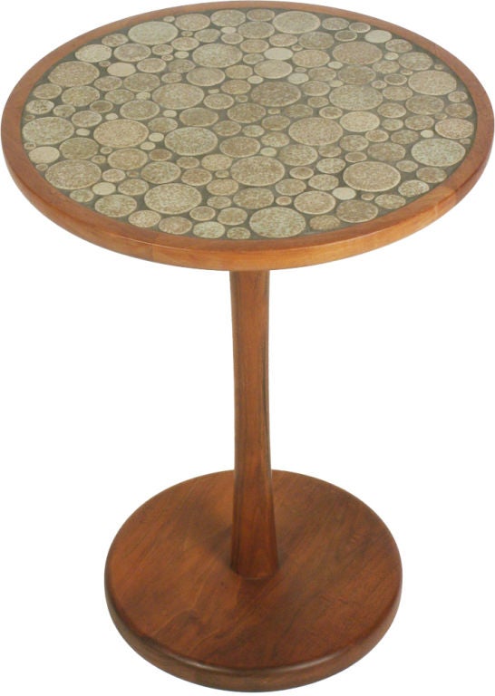 Mid-Century Modern American Ceramic Coins Tile Top Occasional Table by Jane and Gordon Martz For Sale