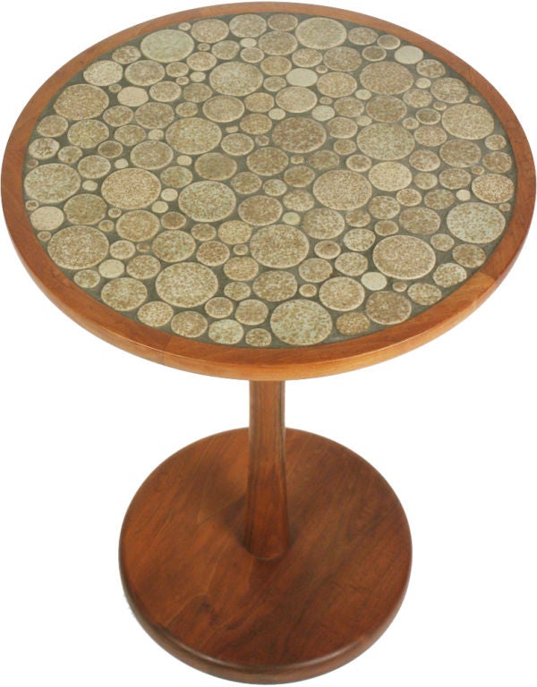 Oiled American Ceramic Coins Tile Top Occasional Table by Jane and Gordon Martz For Sale
