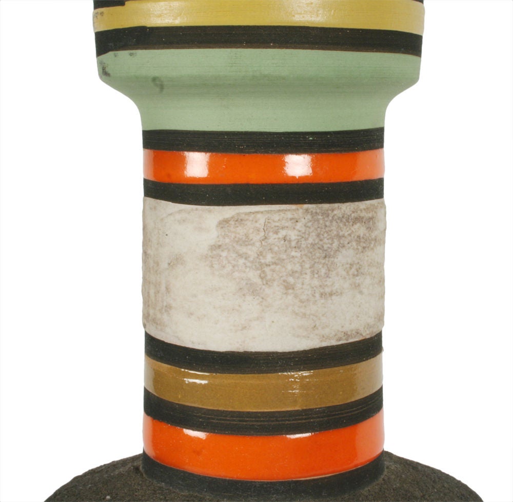 Italian Multi-Colored Striped Ceramic Vase by Bitossi
