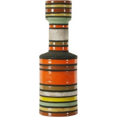 Multi-Colored Striped Ceramic Vase by Bitossi