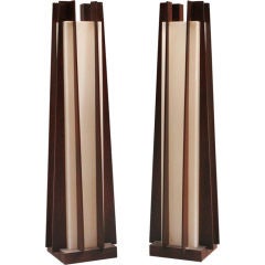 Pair of Beacon Column Table Lamps