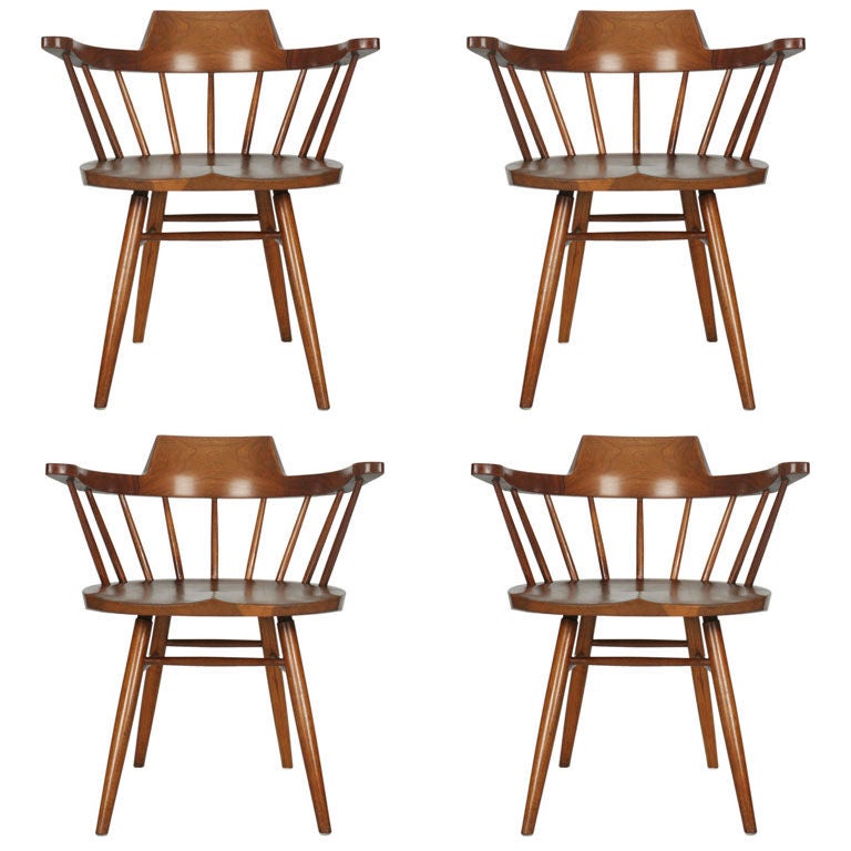 Set of Four Captain's Chairs by George Nakashima