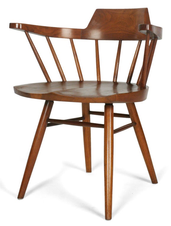 American Craftsman American Bench Made Walnut Captain's Chairs by George Nakashima For Sale