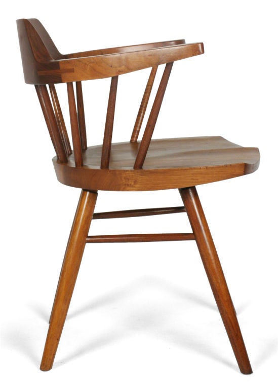 American Bench Made Walnut Captain's Chairs by George Nakashima In Excellent Condition For Sale In New York, NY