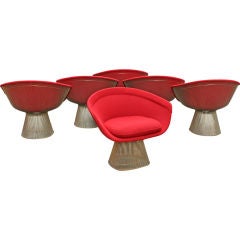 Set of Six Nickel Wire Frame Lounge Chairs by Warren Platner 7