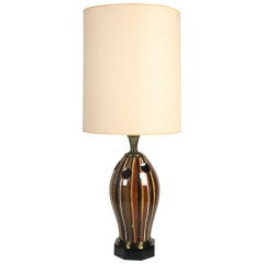 Hand Painted Multi Colored Stripe Ceramic Table Lamp by Stiffel 2