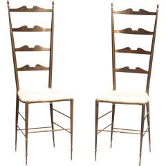 Pair of Tall Ladder Back Side Chairs by Chiavari