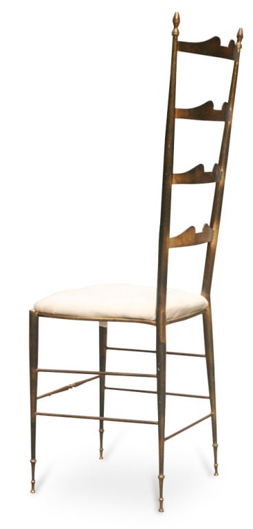 Italian Pair of Tall Ladder Back Side Chairs by Chiavari