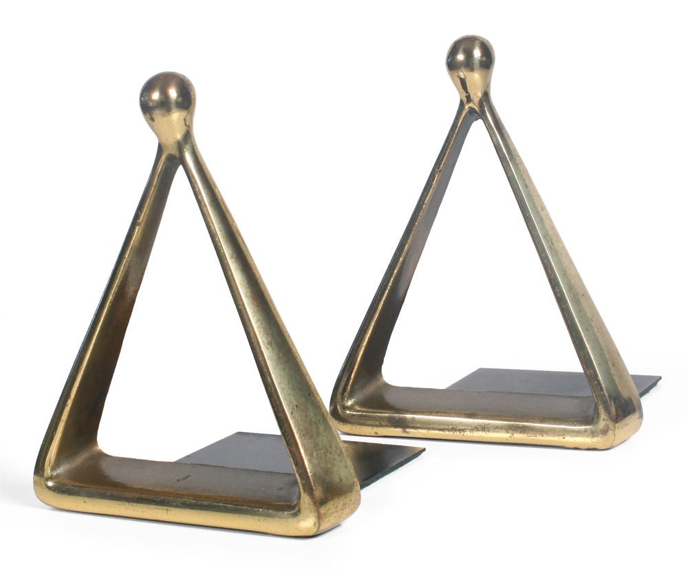 Bronze Triangle Bookends by Ben Seibel In Excellent Condition In New York, NY