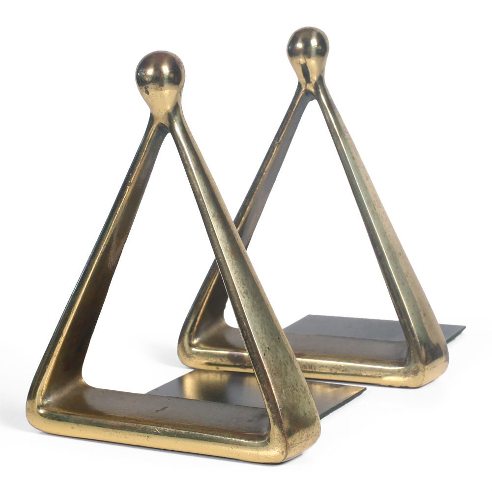 Mid-20th Century Bronze Triangle Bookends by Ben Seibel