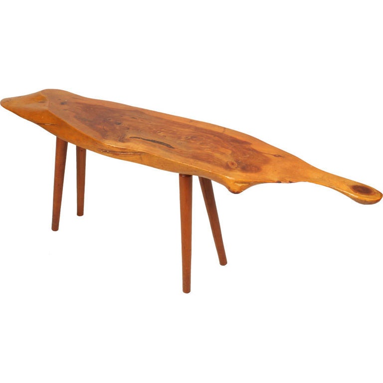 American Studio Serpentine Edge Cocktail Table by Roy Sheldon For Sale