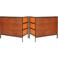 Pair of Three Drawer Orange Lacquered Chests by George Nelson 5