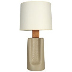 Broad "Pinched" Ceramic Table Lamp by Gordon Martz 11