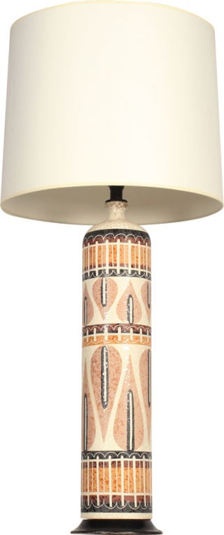 Pair of Geometric Design Porcelain Table Lamps