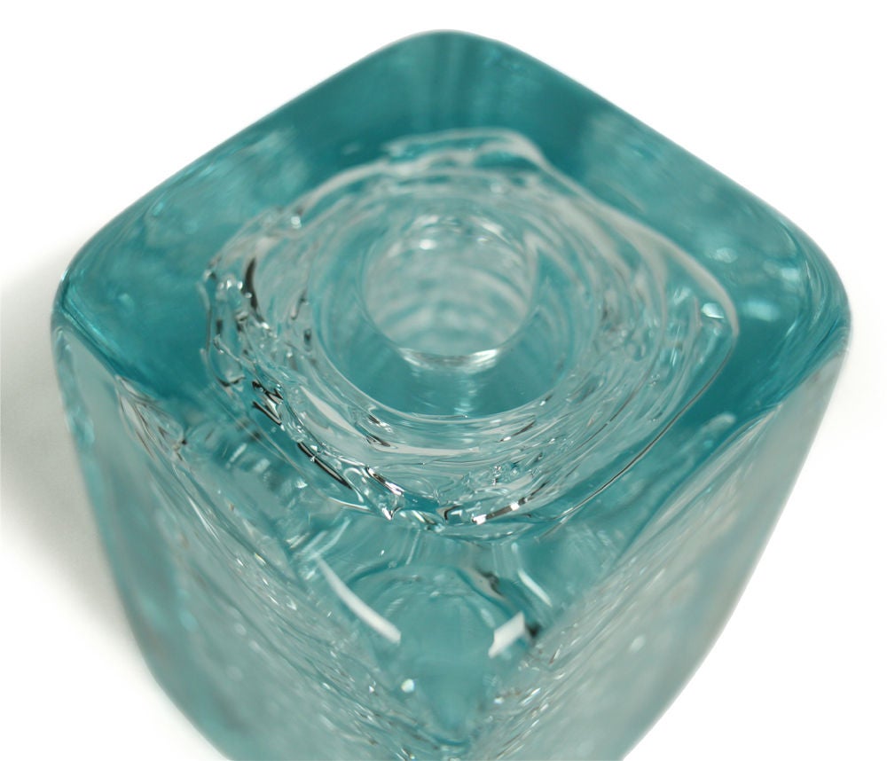 Molded Glass Block Whirlpool Bud Vase by Frantisek Vizner In Excellent Condition In New York, NY