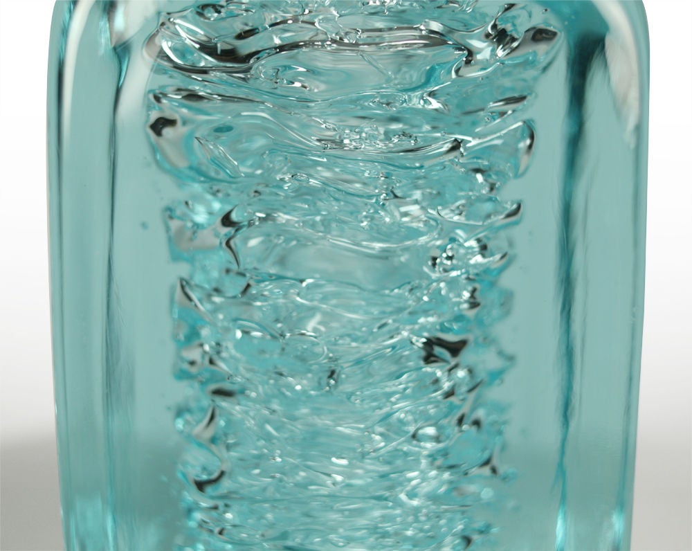 Mid-20th Century Molded Glass Block Whirlpool Bud Vase by Frantisek Vizner
