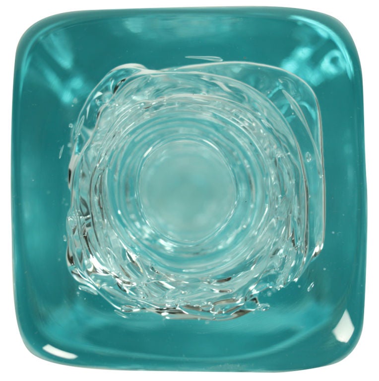 Blown Glass Molded Glass Block Whirlpool Bud Vase by Frantisek Vizner