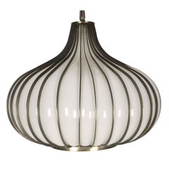 American 'Onion' Form Glass and Metal Pendant Light by Litecraft