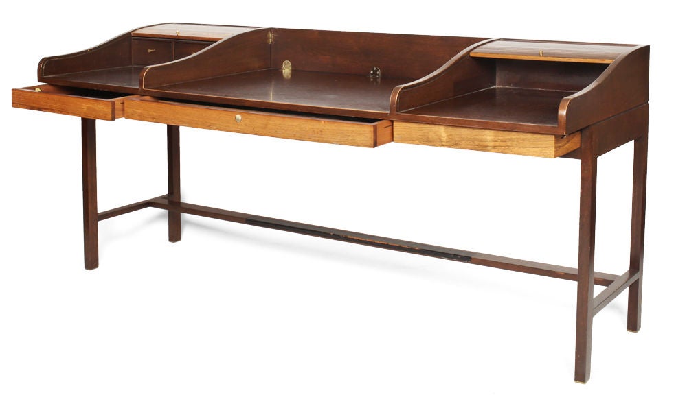 Mid-Century Modern American Executive Roll Top Partner's Desk by Edward J Wormley for Dunbar For Sale