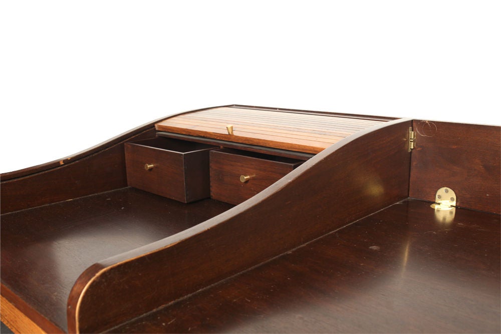 American Executive Roll Top Partner's Desk by Edward J Wormley for Dunbar For Sale 1