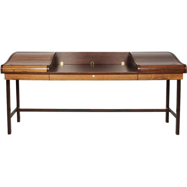 American Executive Roll Top Partner's Desk by Edward J Wormley for Dunbar For Sale